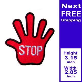 985ir large stop hand sign sew iron on patch location thailand returns 