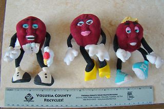 Lot of 3 California Raisins Plush Toy Bendable Poseable Wire Arms 