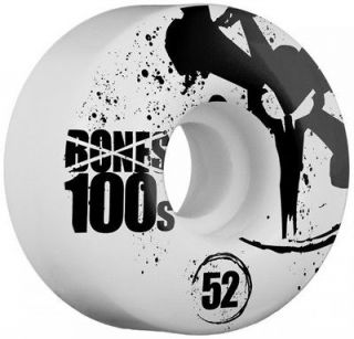BONES 100s OG 52mm SKATEBOARD WHEELS (White w/ Black Logo): Brand New 