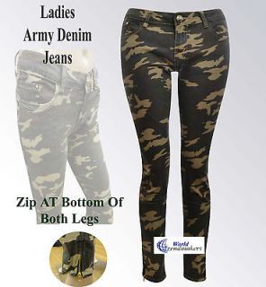   New Full Length Army Military Camouflage Print Skinny Slim Fit Jeans
