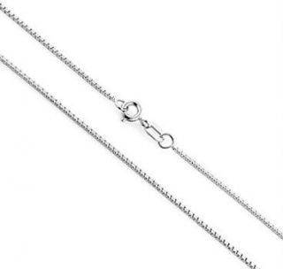 14K Solid White Gold Box Chain Necklace 18 0.80 grams SALE!