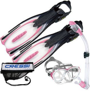   Fin, Crystal Mask, Dry Snorkel, Scuba Snorkel Set, Pink   XS/SM