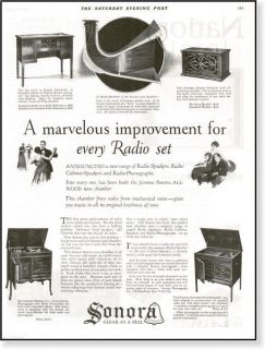 1925 sonora radio phonographs and speakers vintage ad time left