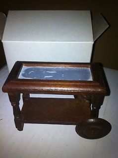 vintage wooden dollhouse miniature tea cart  8