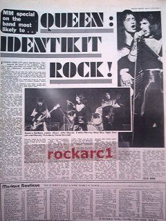 queen identikit rock 1974 rare 1 page feature from united kingdom time 