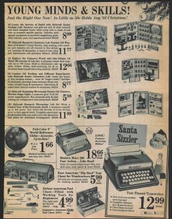 1968 ad Skilcraft Microscope Set Toy Marx Tom Thumb Typewriter 