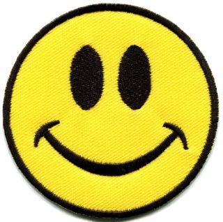 Smiley face smile boho 70s retro fun embroidered applique iron on 