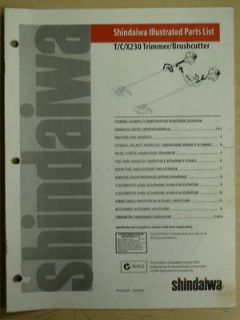 SHINDAIWA T C X230 TRIMMER BRUSHCUTTERS ILLUSTRATED PARTS LIST MANUAL