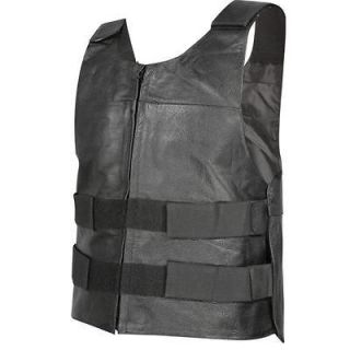   Mens Bulletproof Style Tactical Street Cowhide Leather Vest 2XL