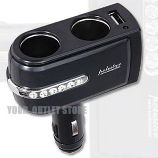 Newly listed Hot Sale 2 way 12V IN Car USB + DOUBLE SOCKET Cigarette 