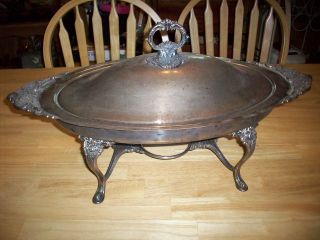 Vintage Silverplate Baroque By Wallace #710 Large Chafing Dish With 