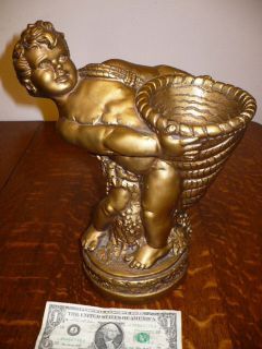 vintage universal statuary corp cherub holding cornacopia time left $
