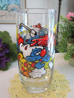 vintage smurfs clumsy smurf 1983 glass tumbler time left $