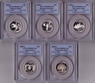 set of all 1999 silver proof state quarters pcgs pr69