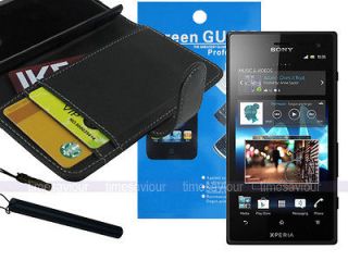  Case Wallet+Screen Protector+Styl​us for Sony Xperia Sola MT27i