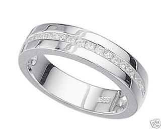 925 sterling silver wedding eternity band ring women lady finger