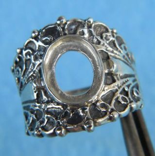   Oval Cabochon Wide ring setting SIZE 7 Sterling Silver ring casting
