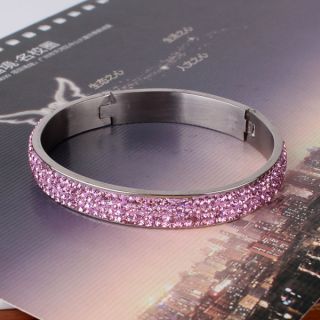   stainless steel pink swarovski crystal hot sale lady bracelet