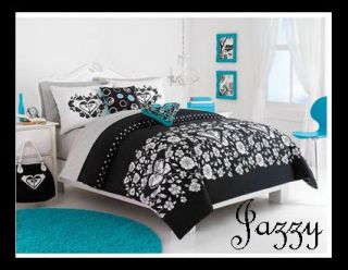 new roxy alexis decorative pillow black white floral blue one