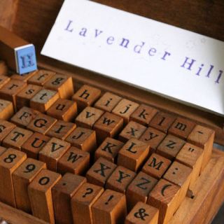 Set of 70 Rubber Stamps Vintage Wooden Schoolbook Alphabet Letter 