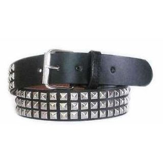 NEW BLACK Leather Biker/ Rock Star Belt with 3 Rows of Spaced Chrome 