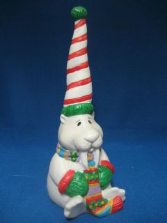 Walrus Long Stocking Cap Hat Christmas Porcelain Bisque Holiday Bell 