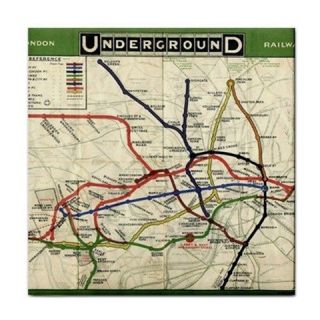 london underground tube map art ceramic tile coaster from hong