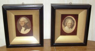 Two Framed Color Prints George Washington & Martha Washington 