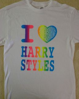   Shirt I LOVE HARRY STYLES WHITE with MULTI COLOR Print~ NEW