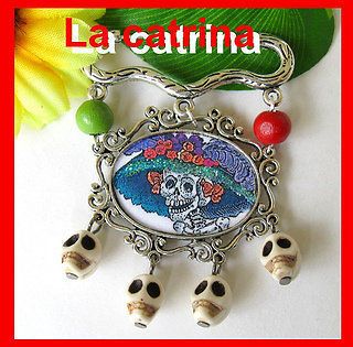 SUGAR SKULL lolita PIN day of the dead DIA DE LOS MUERTOS ♥ MEXICO 