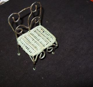 vintage wrought iron thatch doll chair black green gold time