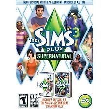 THE SIMS 3 PLUS SUPERNATURAL EXPANSION PACK ( TWO GAMES FOR THE PRICE 
