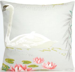   Cushion Pillow Cover Nina Campbell Fabric Swan Lake Grey White