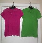 Lot of 2 Ralph Lauren pink skinny & green classic short sleeve polo 