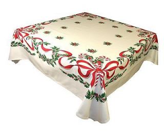 Candy Cane Tablecloth 52 inch Square Red Green Christmas New by Moda