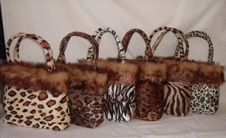 wholesale lot 6 animal print trim totes purse bag new