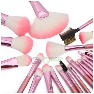   Pink Pro Cosmetic Eyeshadow Powder Makeup Brush Set + Pink Bag #654