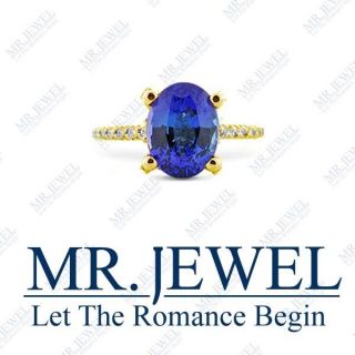 oval tanzanite and diamond ring 4 05 ct aaaa color