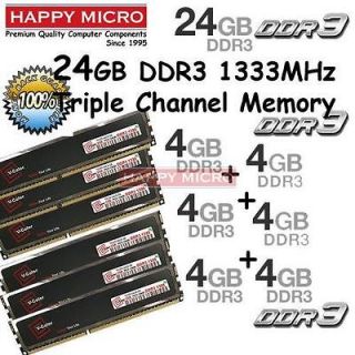 24gb (6x4gb) DDR3 Memory 1333 Mhz PC3 10666 Triple Channel Desktop 
