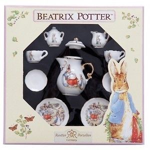 Peter Rabbit   Miniature Porcelain Teaset   10pc, 2 Settings   Reutter 