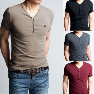 New Mens T Shirt Slim Fit Short Sleeve Clothing Tee Shirts Muscle 