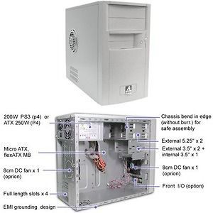 MicroTower Chassis by AOPEN, (H450A 300W), W/ USB & Fan Duct