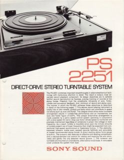 sony ps 2251 turntable brochure time left $ 15 95