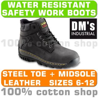 Dr Martens THORPE Work Safety Black Leather Boots Shoes Steel Toe Cap 