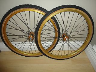   araya 7x 1.75 24 gold bmx complete tioga wheels rims bullseye gt