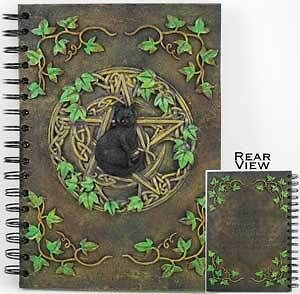 Black Cat Pentagram Spiral Bound Journal Grimoire BOS Wicca Pagan