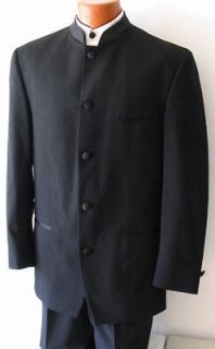 men s black mandarin nehru collar tuxedo jacket 46l
