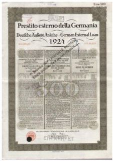 german external loan 500 lire dawes 1924 rar from poland