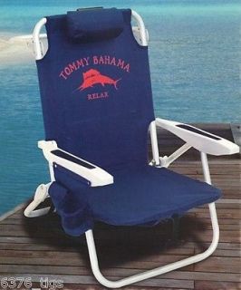 Tommy Bahama Backpack Cooler Beach Chair New Navy Blue Rated to 300 