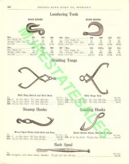 1911 antique lumbering tool grab hook skidding tongs ad time